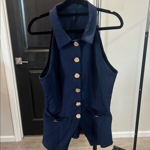 SHEIN Navy Vest with Metallic Accents